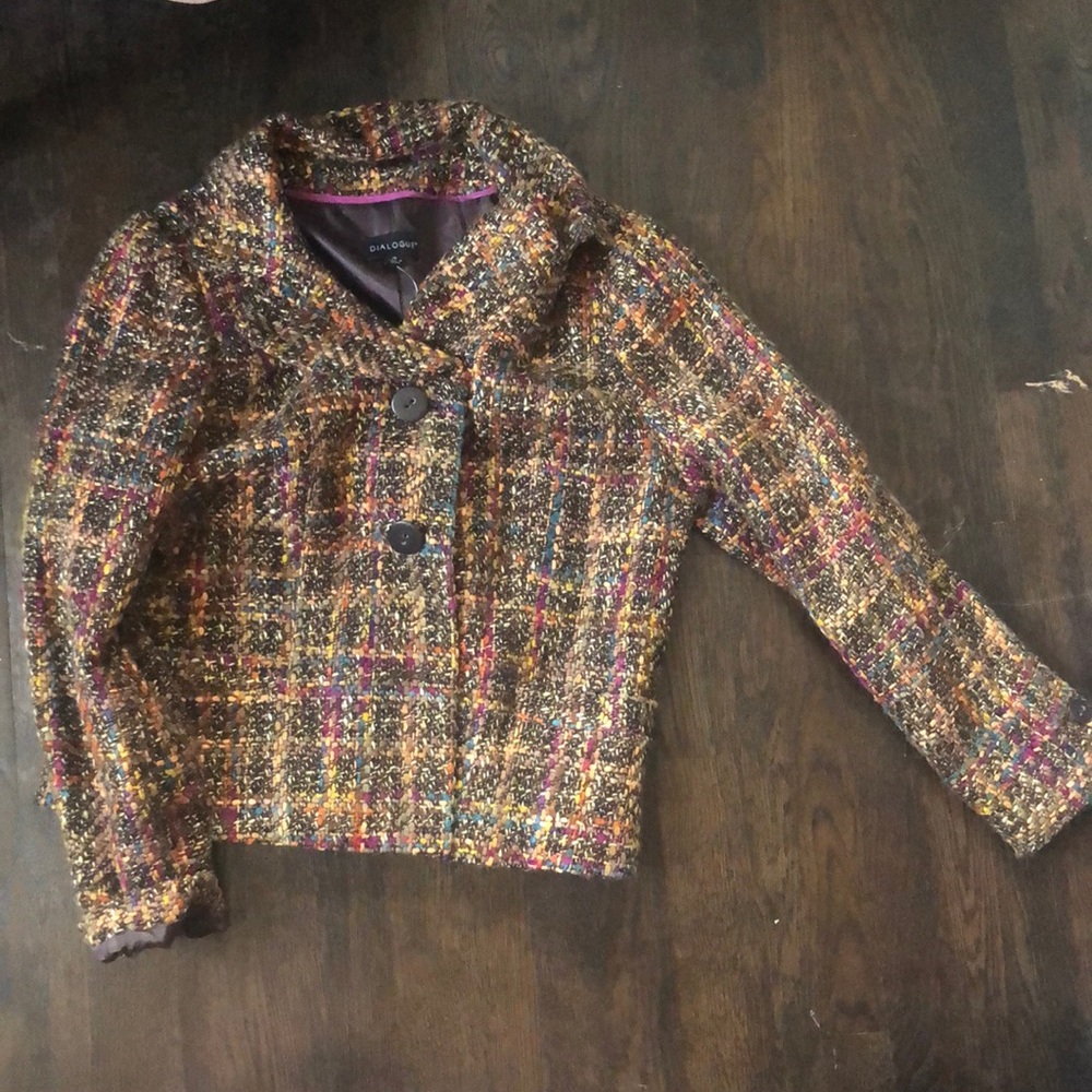 Multi colored tweed blazer